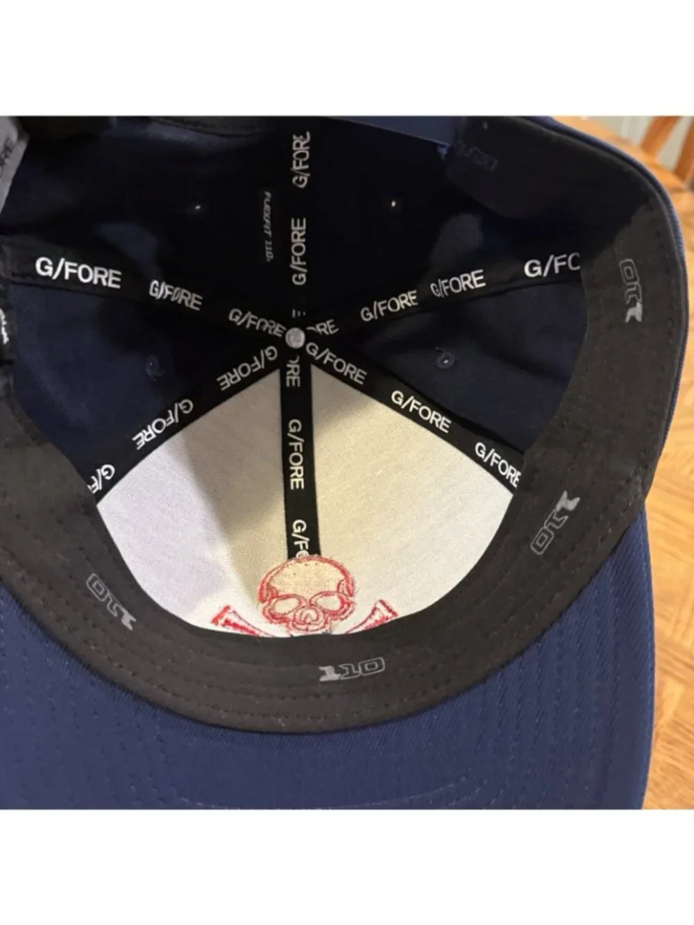 G/FORE Skull Cross Clubs Snapback Hat Navy Red Golf Adjustable Cap Performance